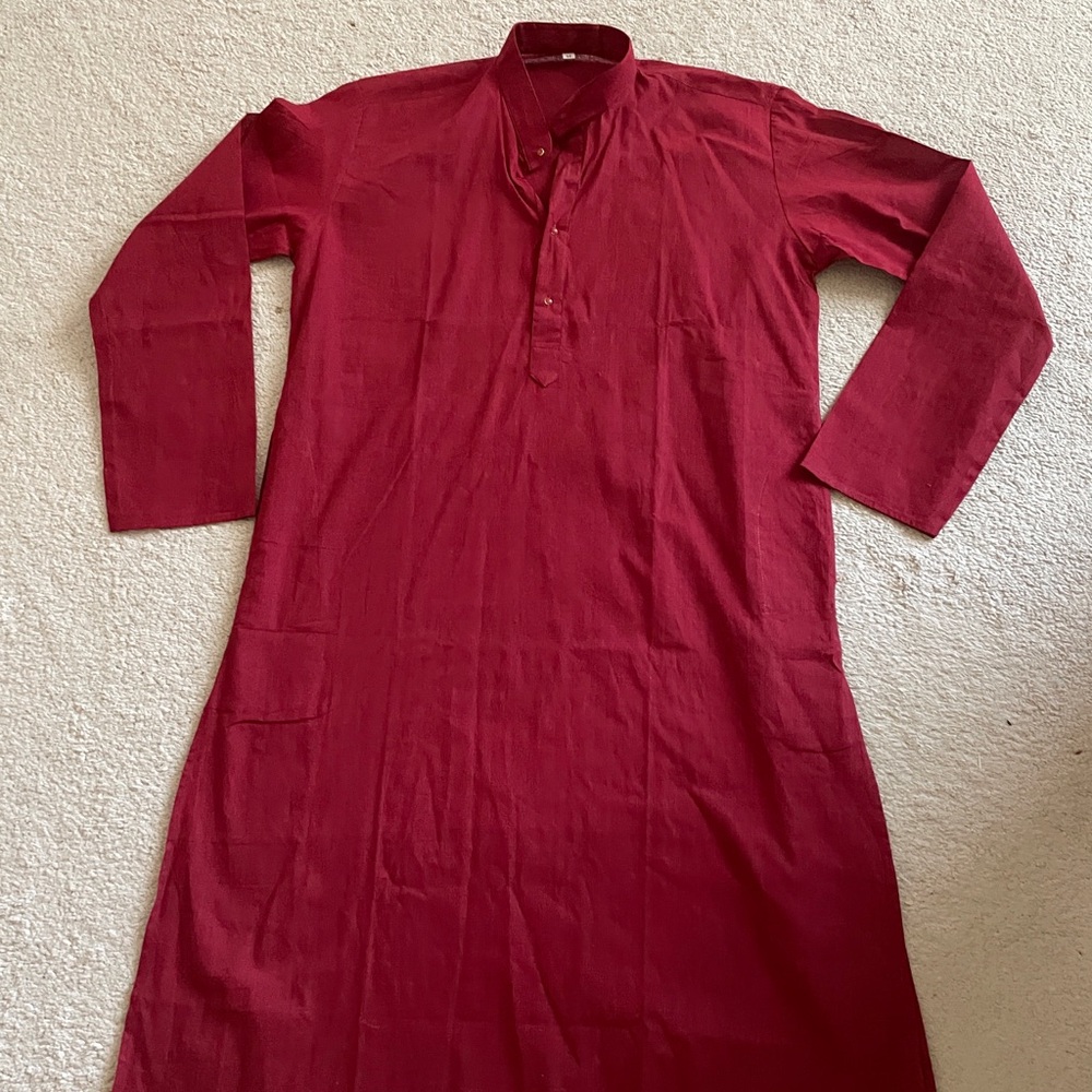 Kids Maroon Traditional Kurta - Classic Ethnic Shirt